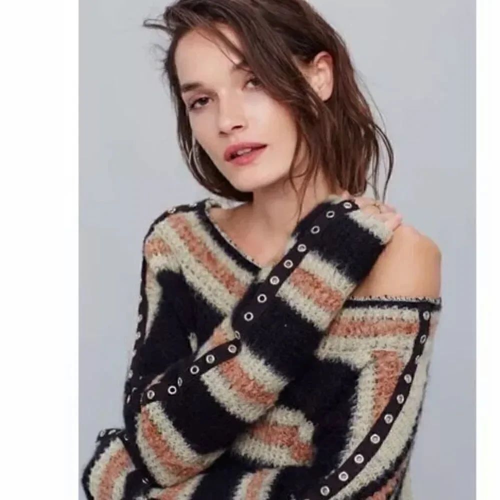 FREE PEOPLE SID STRIPE SWEATER DRESS  PULLOVER - Picture 6 of 7